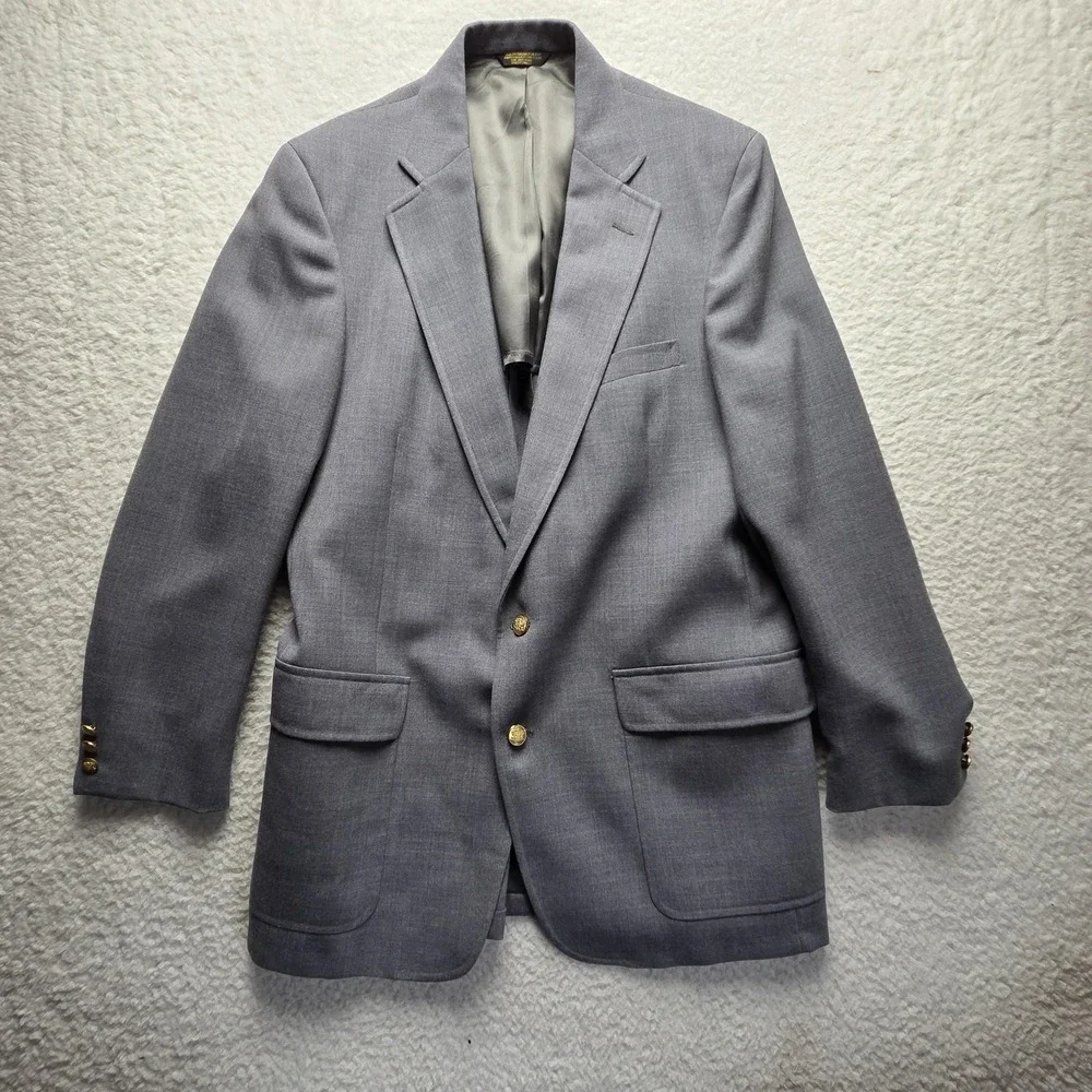 Vintage John Weitz By Palm Beach Blazer Mens 48 Gray Gold Buttons Made USA 90s